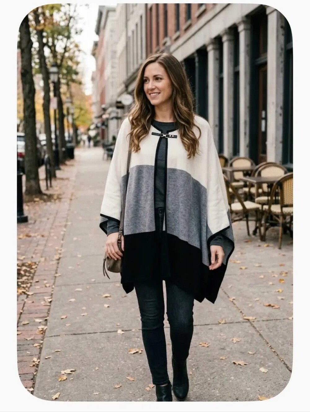 White House Black Market Color Block Poncho Cape Sweater XL
